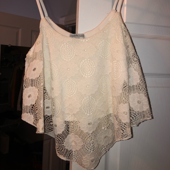 White cropped lace tank top - Picture 1 of 2